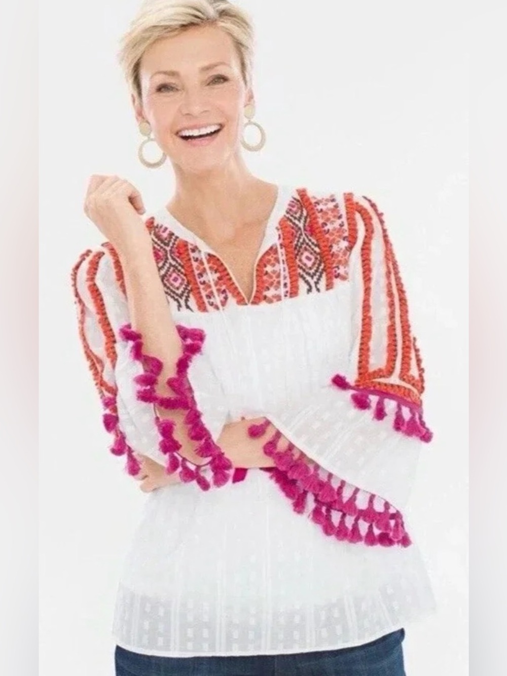 Chico’s Tassel Blouse Size 1